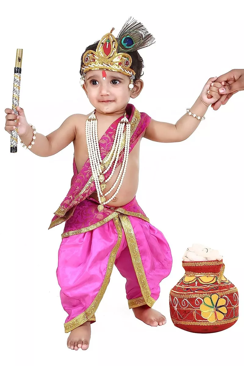 Buy Pakhi Feather Little Krishna Themed Krishna Costume Set With  Accessories (9 - 12 Months, Magenta), Pink Online at Low Prices in India -  Amazon.in