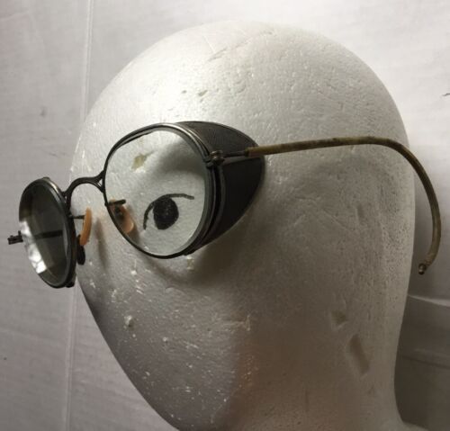 Vintage Glasses Steampunk Goggles Wire With Side Protector Retro Nerd - Afbeelding 1 van 15