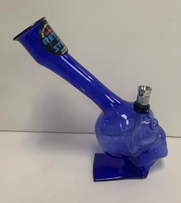 BIOTUBE RETRO STAR SLANTED SKULL WATER PIPE TAIL BASE T-CARB 6'' BLUE 1''M