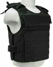 VISM Tactical Discreet Plate Carrier Vest MED-2XL External Pkt Shoot Hunt BLACK