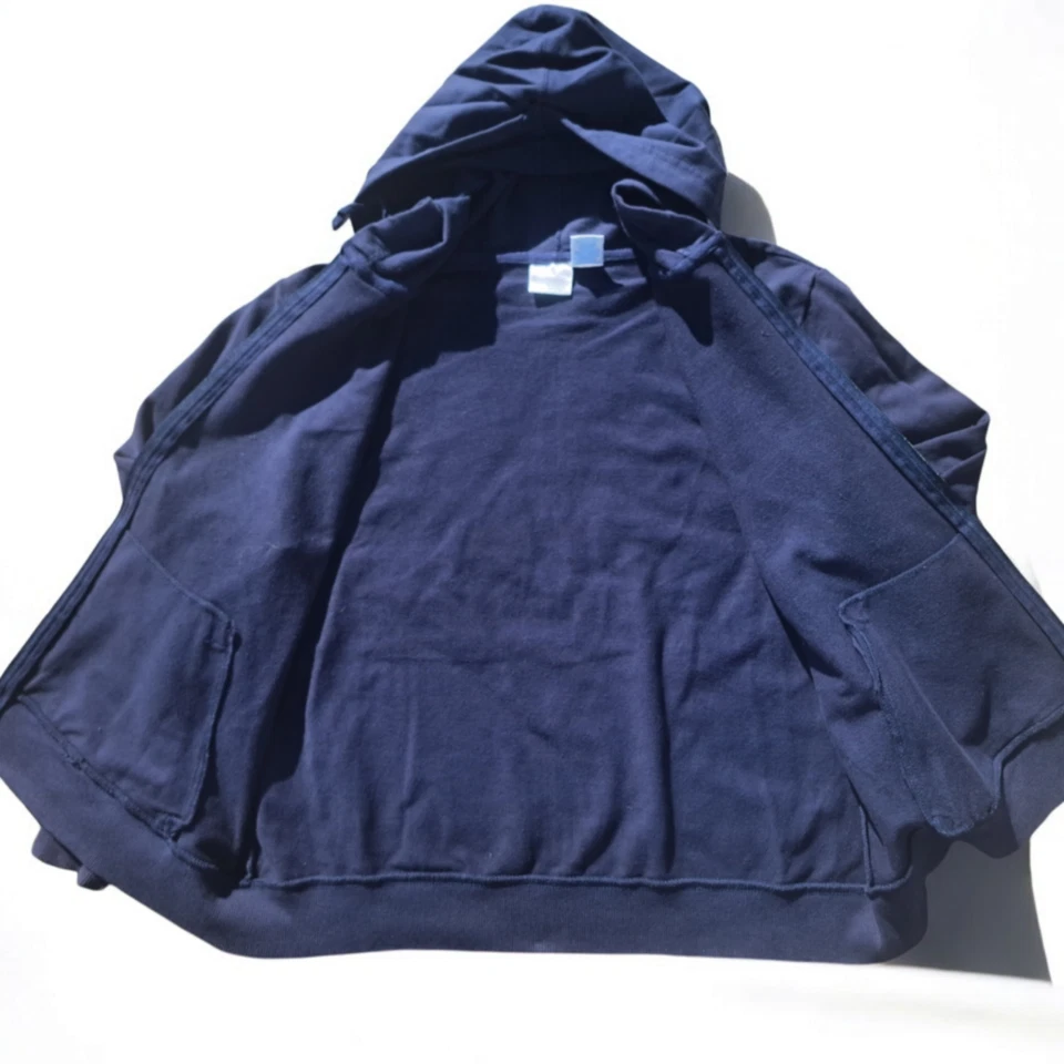 Sudadera con capucha para mujer Prospirit azul lisa cremallera completa algodón talla L corta Foto 4 de 4