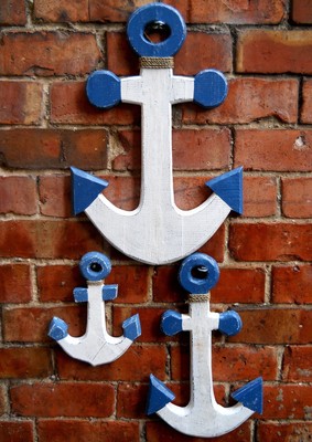 Colourful Wooden Anchor Large 50 Cm Med 40 Cm Small 25 Wall Home