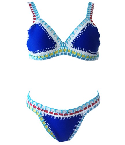 Women Crochet Bikini Set Neoprene Bikini Surf Swimwear Two Piece Bathing Suit - Picture 10 of 23