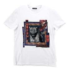 NWOT ROBERTO CAVALLI Graphic Men's T-Shirt Beaded Animals Never Give Up LARGE