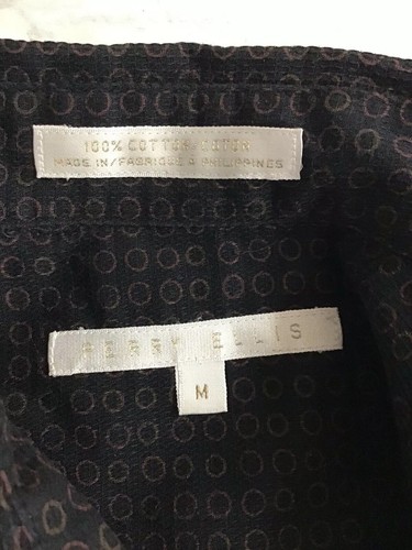 Perry Ellis Men's Size Med 100% Cotton Black Short Sleeve Button Front Shirt - Picture 4 of 4