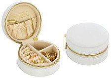 Plush Velvet Travel Jewelry Box Organizer  Jewelry Travel Pearl white