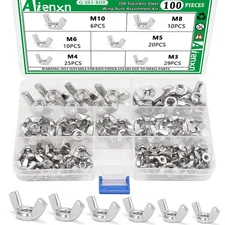 100PCS Metric Wing Nuts Assortment Kit, 304 Stainless Steel, M3-M10 Sizes