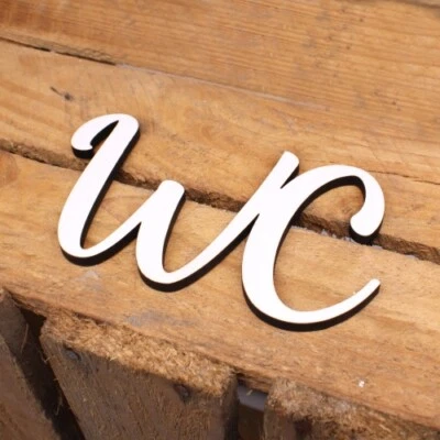 DEKOLANDO WC Türschild Schriftzug weiß Holz Schild Toilettentür Buchstaben selbstklebend