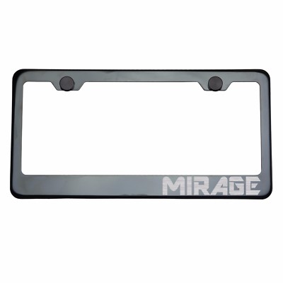 Titanium Gun Metal License Plate Frame MIRAGE Laser Etched Metal Screw Cap