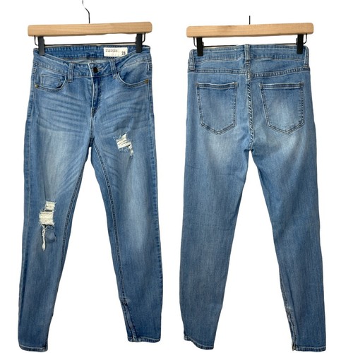Distressed Ankle Zip Skinny Jeans size 