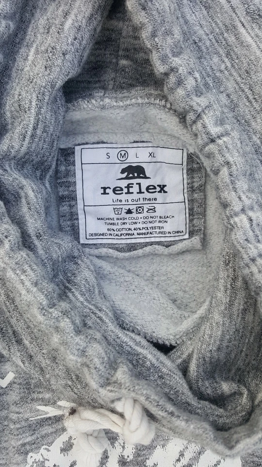Reflex California Bear Sweatshirt Gray w/Neck Warmer Size M Medium - Image 3 of 4