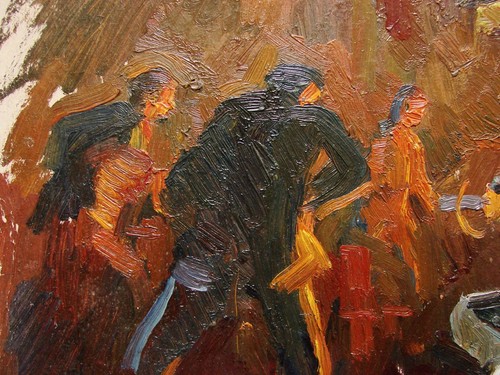 Ukrainian Soviet oil Painting soc realism steel factory working man smelter - 第 4/4 張圖片