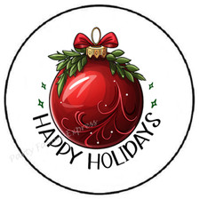HAPPY HOLIDAYS CHRISTMAS ORNAMENTS ENVELOPE SEALS LABELS STICKERS PARTY FAVORS