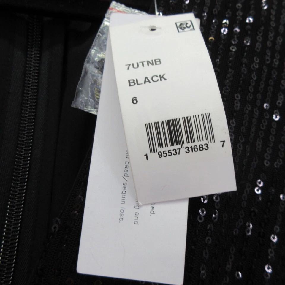 French Connection Jumpsuit Women’s 6 Black Sequin Long Sleeve #4296 - Image 4 of 4