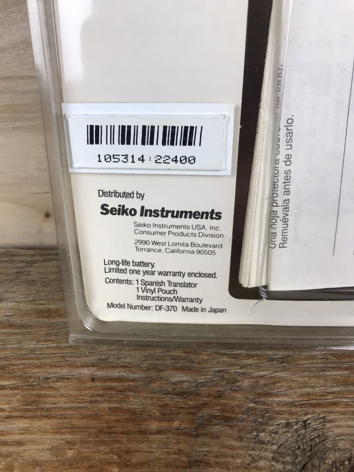 NIP NEW Vintage Seiko Instruments Pocket Spanish to English Translator
