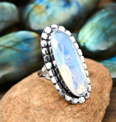 Milky Opal Gemstone Handmade 925 Sterling Silver Jewelry Ring For Memorial Day