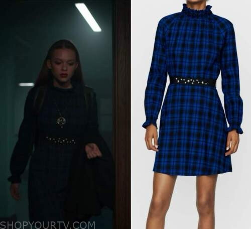 Maje 'Rivine' Blue Plaid Printed Smocked-Neckline Mini Dress sz 3