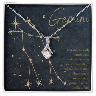 Gemini Alluring Beauty  Zodiac Sign Necklace Pendant Gift