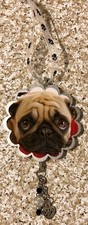 Handmade Recycled Christmas Ornament Hanger Canine Dog Breeds - PUG