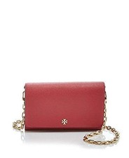 Tory Burch Dark Peony Fuschia Crossbody Robinson Saffiano Wallet On A Chain Bag 
