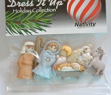 Christmas Nativity Buttons / Jesse James Dress It Up / Mary & Joseph & Jesus