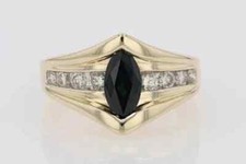 1.80Ct Marquise Lab Created Black Onyx Engagement Ring 14k Yellow Gold Plated