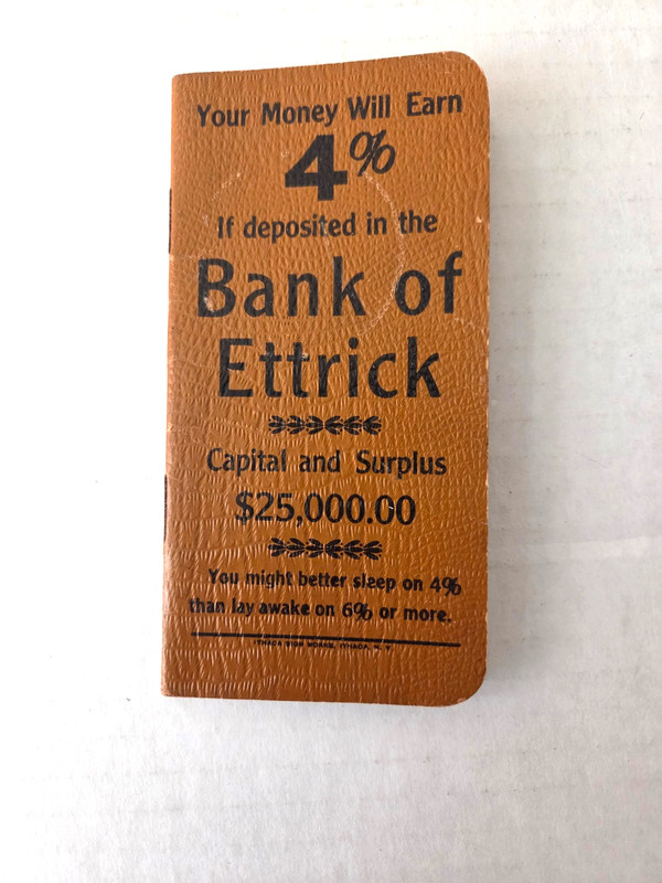 Vintage 1910 Bank Of Ettrick, WI Promotional Memo Book With Postal Rates