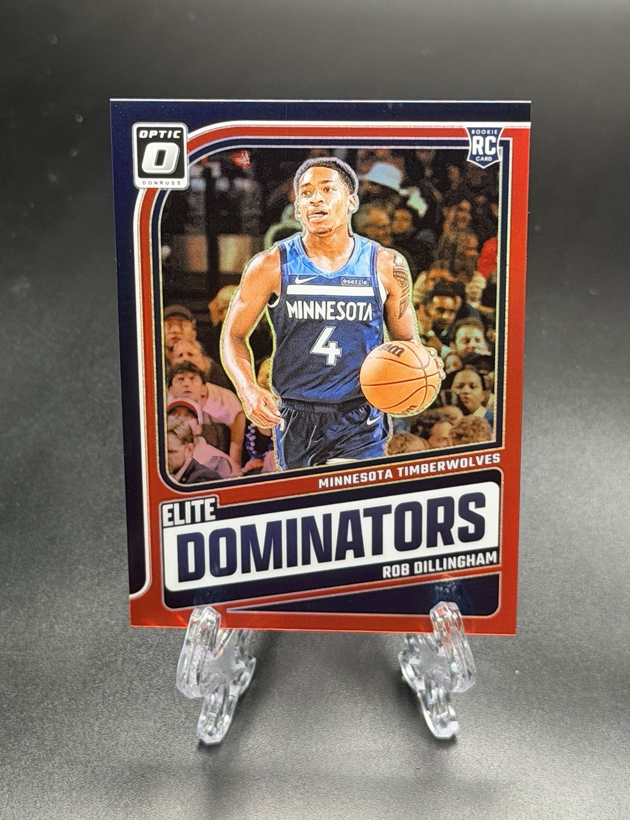 Rob Dillingham 2024 Donruss Optic Elite Dominators Red Prizm SP /99 RC Wolves