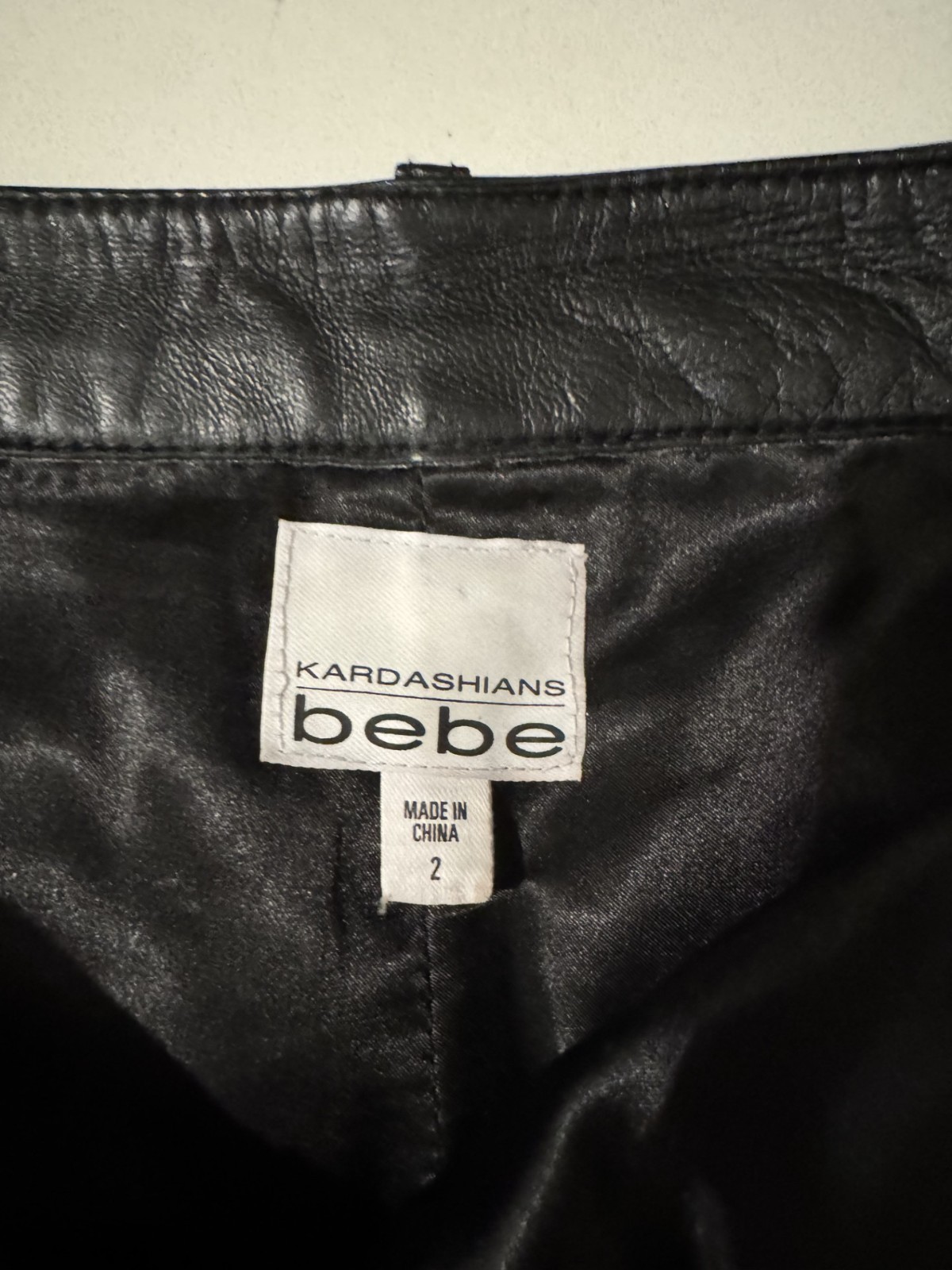 Bebe Kardashians Black Leather Shorts Size 2 High Waist Moto Style