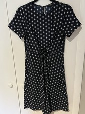 Banana Republic Corset Waist Polka Dot Short Sleeve Fit Flare Dress Sz 0 Navy