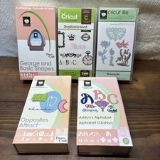 Cricut Cartridge Mixed Lot Of 5 W/Keypad Overlays Booklets Linked Status Unknown