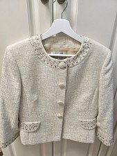 Tahari Cropped embellished Metalic Blazer/jacket With pocket 8 Petite EUC