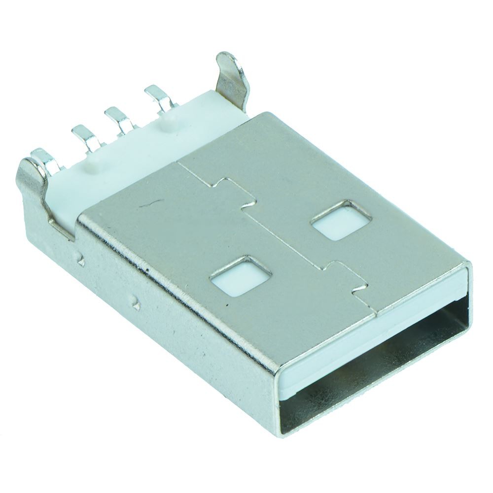 USB Type A Vertical PCB Plug Connector - White