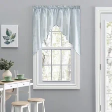 Plaza Stripe 36 In. Polyester/Cotton Tailored Swag in Blue