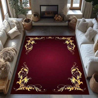 Modern Art Living Room Rugs|Abstract Rugs|Red And Gold Rugs|Elegant Rugs|Rothko