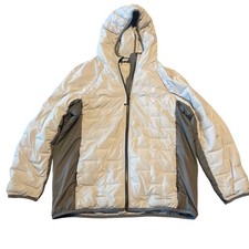 Lands' End Puffer Jacket Boys M 10-12 Gray Down Hooded Insulated Winter Coat