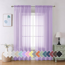 Light Purple Sheer Curtain Panels Pair Sold 84 Inch Length, Light Filtering Wind