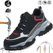 Calzado de seguridad para hombres Zapatos de seguridad de trabajo Hebbilla giratoria con punta de acero Zapatillas antideslizantes indestructibles