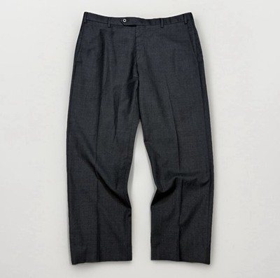 Zanella Devon Wool Dress Pants 36x28 Italy Charcoal Gray Flat Front