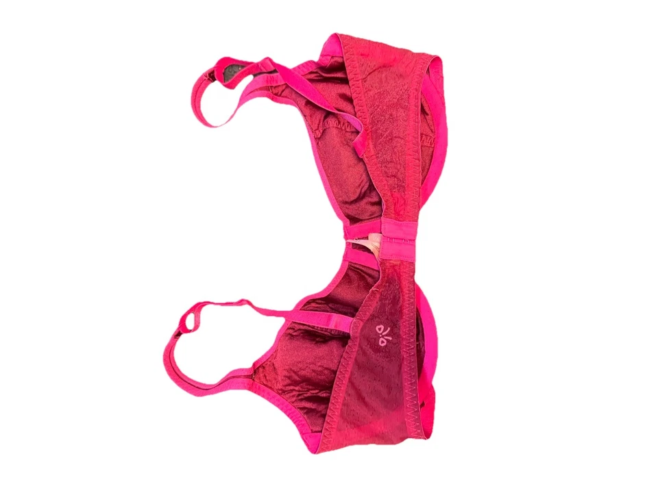 Sujetador de satén vintage Victoria’s Secret 36C rosa borgoña Dupont coqueta lazos Foto 3 de 4