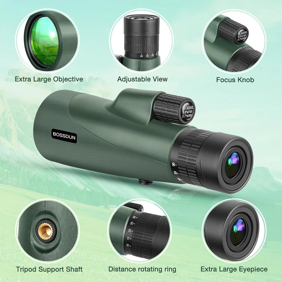 10-30x50 High Power Zoom Monocular HD BAK4 Prism + Tripod & Phone Adapter - Image 2 of 4