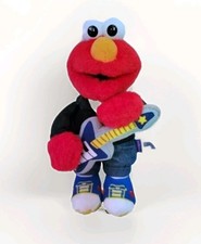 Elmo Plush Rock  Roll Fisher Price 1999 10" Doll Soft Toy Stuffed Animal read