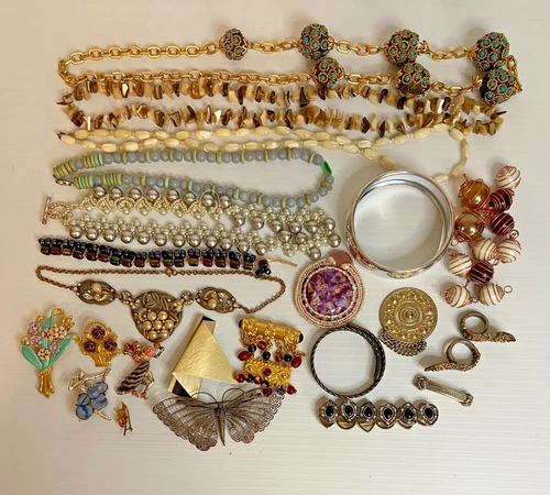 Large Mixed Lot of Vintage Costume Jewelry for Crafting - 1.5 Pounds