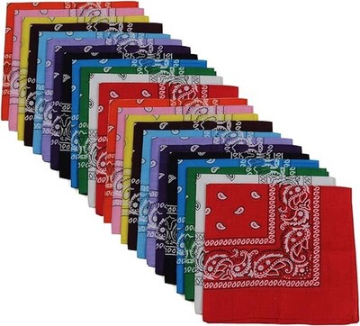 Bandanas 24pcs 22 X 22 Inch 100% Cotton Bandana Novelty Double Sided Print Pa...