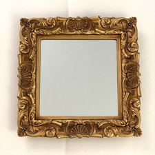 Square Vintage Hollywood Regency Gold Gilt Wall Mirror 12