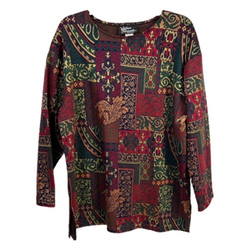 Silver Threads Tunic Medium Multicolor Damask Sco… - image 2