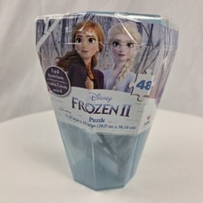 Disney Frozen 2 48-Piece Surprise Puzzle in Plastic Gem-Shaped Storage Case NIB