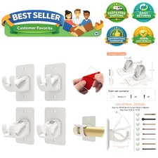 4PCS No Drill Curtain Brackets, Self-Adhesive Rod Holders, Nail Free Adjustab...