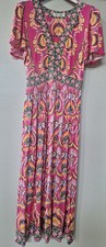 Boden Ellie Flutter Maxi Tea Dress Size US 4R Boho Effortless Bold Print