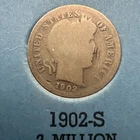 1902 S Barber Liberty Dime 2 Million Mintage
